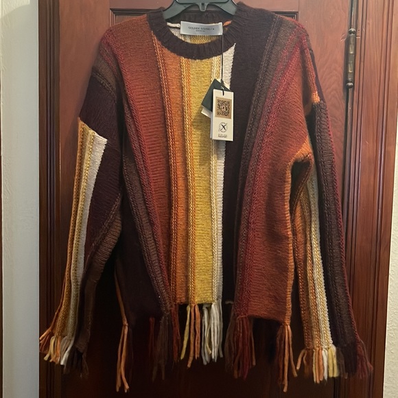 NWT Golden Goose Color Blocked Frayed Jumper Sweater Mixed Alpaca Wool - Picture 7 of 16